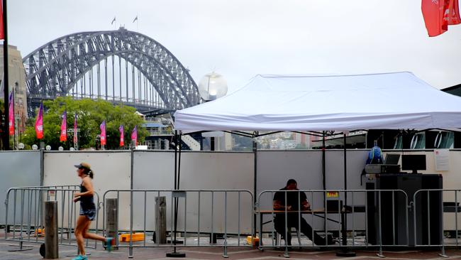 Increased security is a sign of the times on Australia Day at Sydney’s Circular Quay. Picture: John Grainger