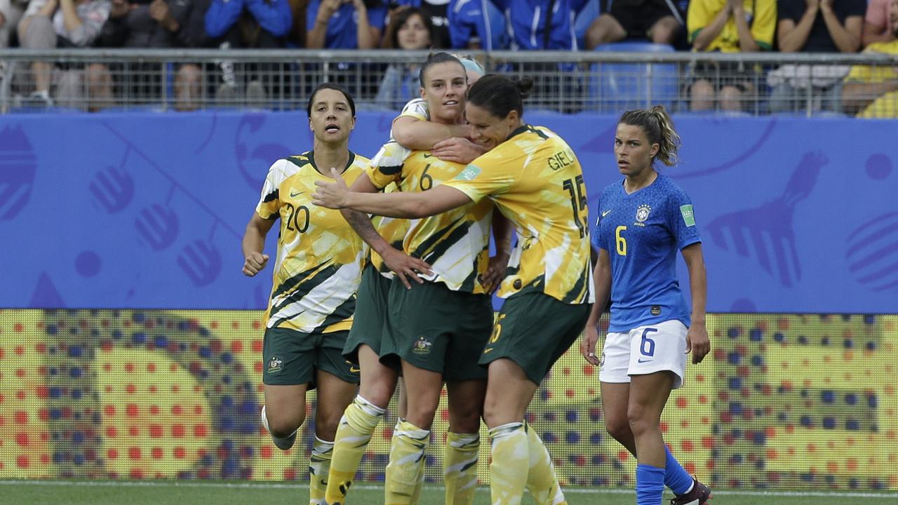 Australia's Chloe Logarzo celebrates. (AP Photo/Claude Paris)