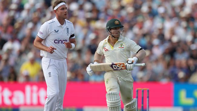 David Warner got through a tricky four over session. Picture: Getty Images