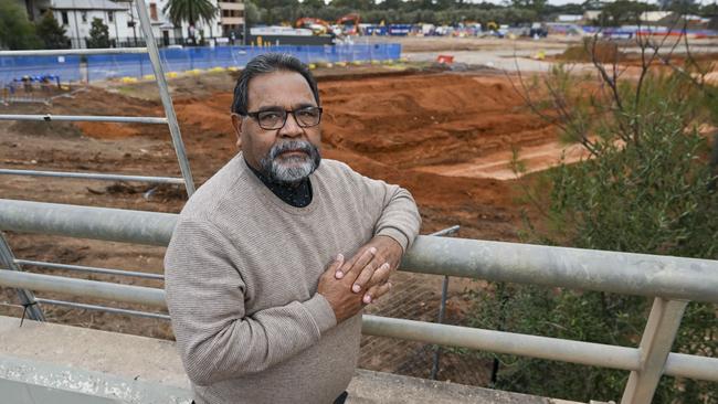 Kaurna traditional owner, elder Tim Agius, outside the new Women’s and Children’s Hospital site on Port Rd. Picture” Mark Brake