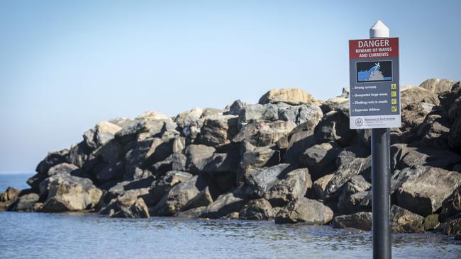 The Glenelg marina breakwater. Picture: AAP/ Mike Burton