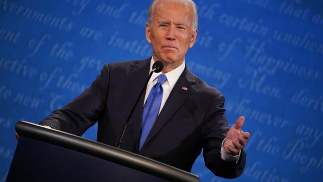 Joe Biden speaks during the final presidential debate at Belmont University in Nashville, Tennessee, on October 22. Picture: AFP