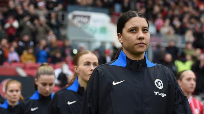 Sam Kerr of Chelsea prior to the match between Bristol City and Chelsea FC at Ashton Gate Stadium on December 17, 2023, in Bristol, England. Picture: Chelsea FC/Chelsea FC/Getty Images