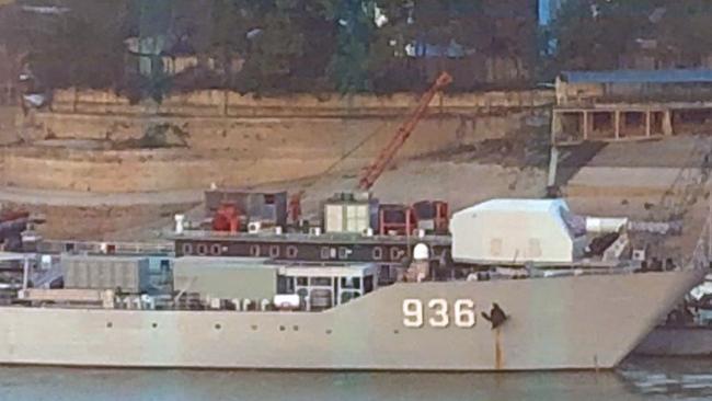 The Type 072 II landing ship named Haiyangshan has been photographed at a Chinese naval shipyard with what appears to be the first electromagnetic railgun to be fitted to a warship.