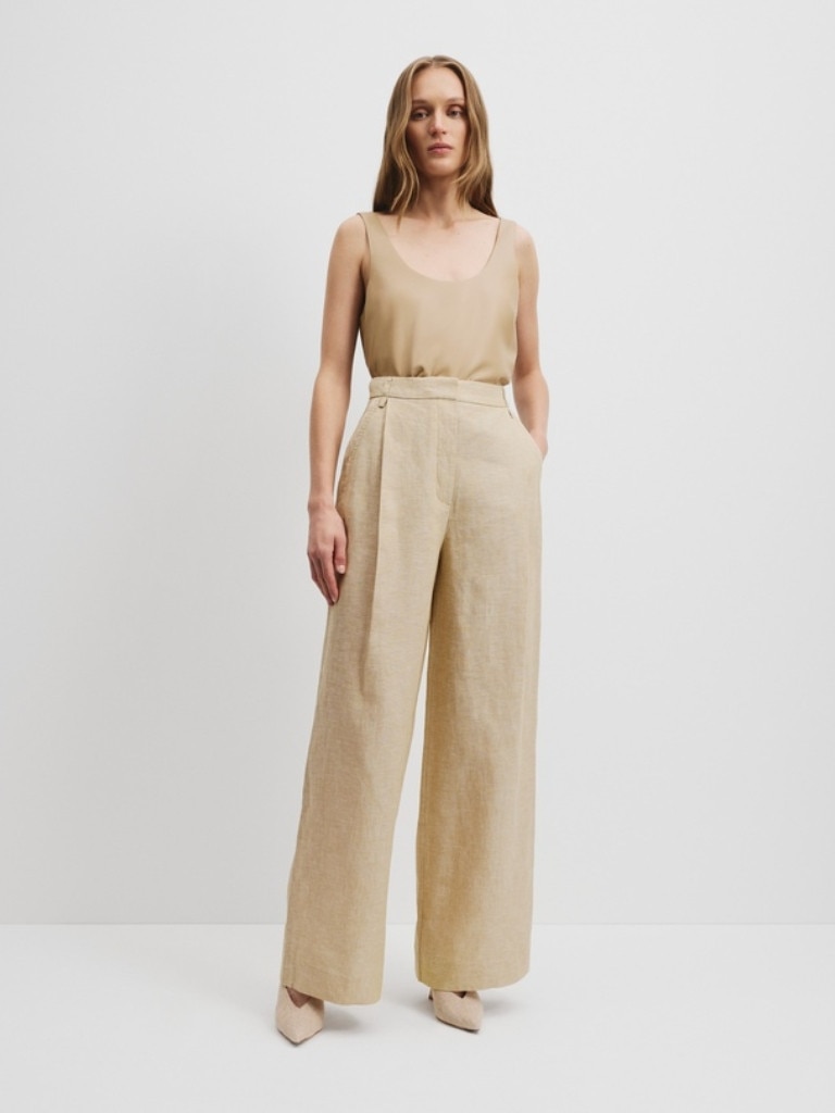 Country Road Organically Grown Linen Yarn Dyed Pant. Picture: THE ICONIC.