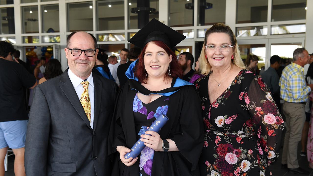 Graeme, Kirra and Bev Hone at the James Cook University 2023 Graduation. Picture: Shae Beplate.