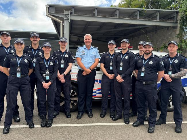 Acting Chief Superintendent Chris Lawson (centre) welcomed 10 First Year Constables this week. Picture: Supplied