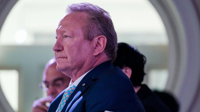 Andrew Forrest gave a keynote speech at the Sydney Energy Forum dinner on Tuesday night. Picture: Oscar Colman