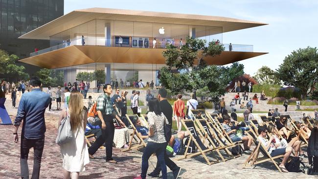 An artist’s impression of the new flagship Apple store proposed for Federation Square.