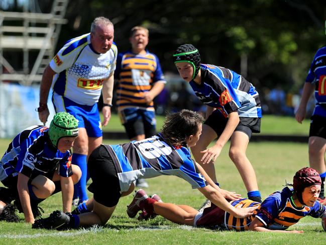 SURFERS PARADISE RUGBY, GOLD COAST , AUSTRALIA - April 10, 2021: Far North Coast U13s v USQ Saints U13s - Day Two of King of the Country rugby tournament.Played at Surfers Paradise Eagles Rugby Ground at Southport. Picture: Scott Powick Newscorp