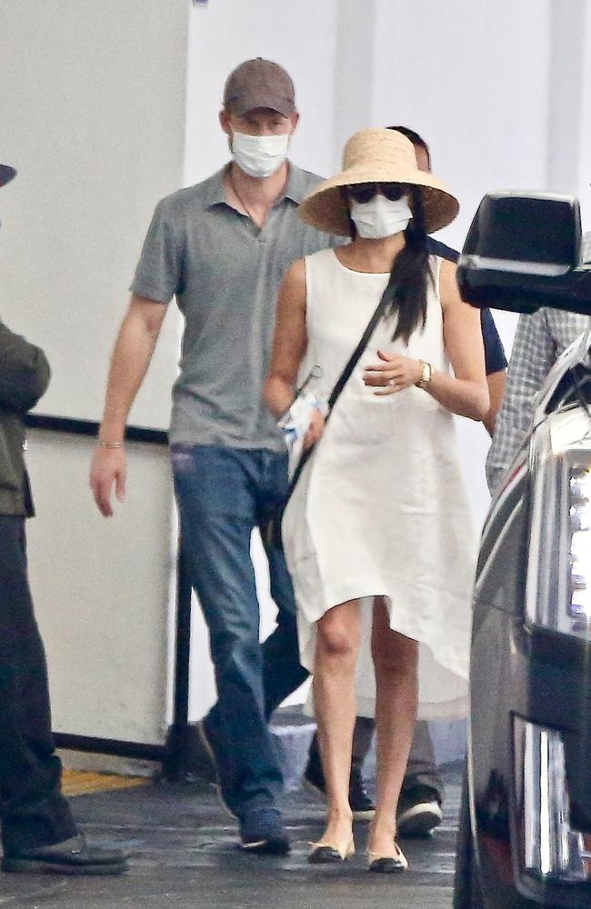 Meghan Markle and Prince Harry were seen leaving the dermatologist in Beverly Hills. Picture: Javiles Bruce/BACKGRID