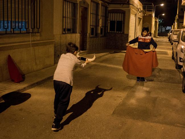 Despite the drop in popularity of bullfighting, young boys in Almeria, Spain, continue to learn skills at a local bullfighting school three times a week, and when they are not in the arena continue their efforts on the streets of the city. Picture: Nikolai Linares Larsen/World Press Photo