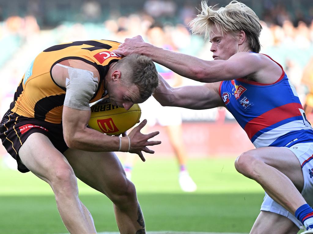 Sam Davidson was sensational for the Dogs. Picture: Steve Bell/Getty Images