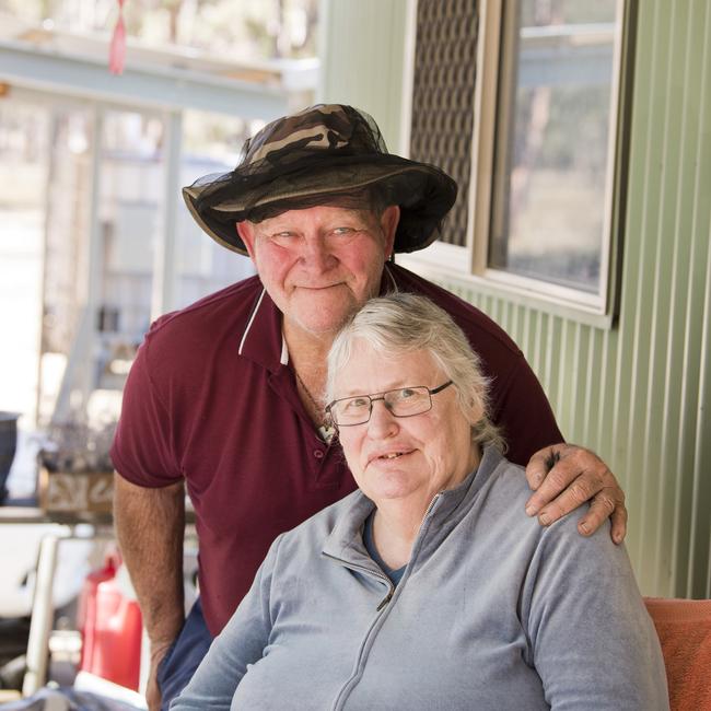 Norm Chapman and Wendy Moline are concerned about the devastating consequences of communication blackouts during bushfires due to a lack of infrastructure near their Toowoomba property. Picture: Michael Nolan