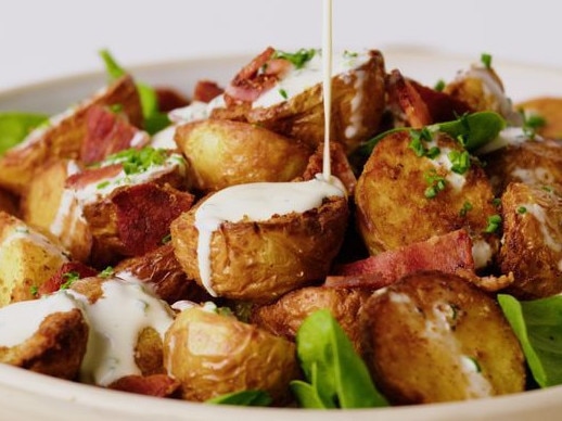 Air fryer BBQ Shapes potato salad.