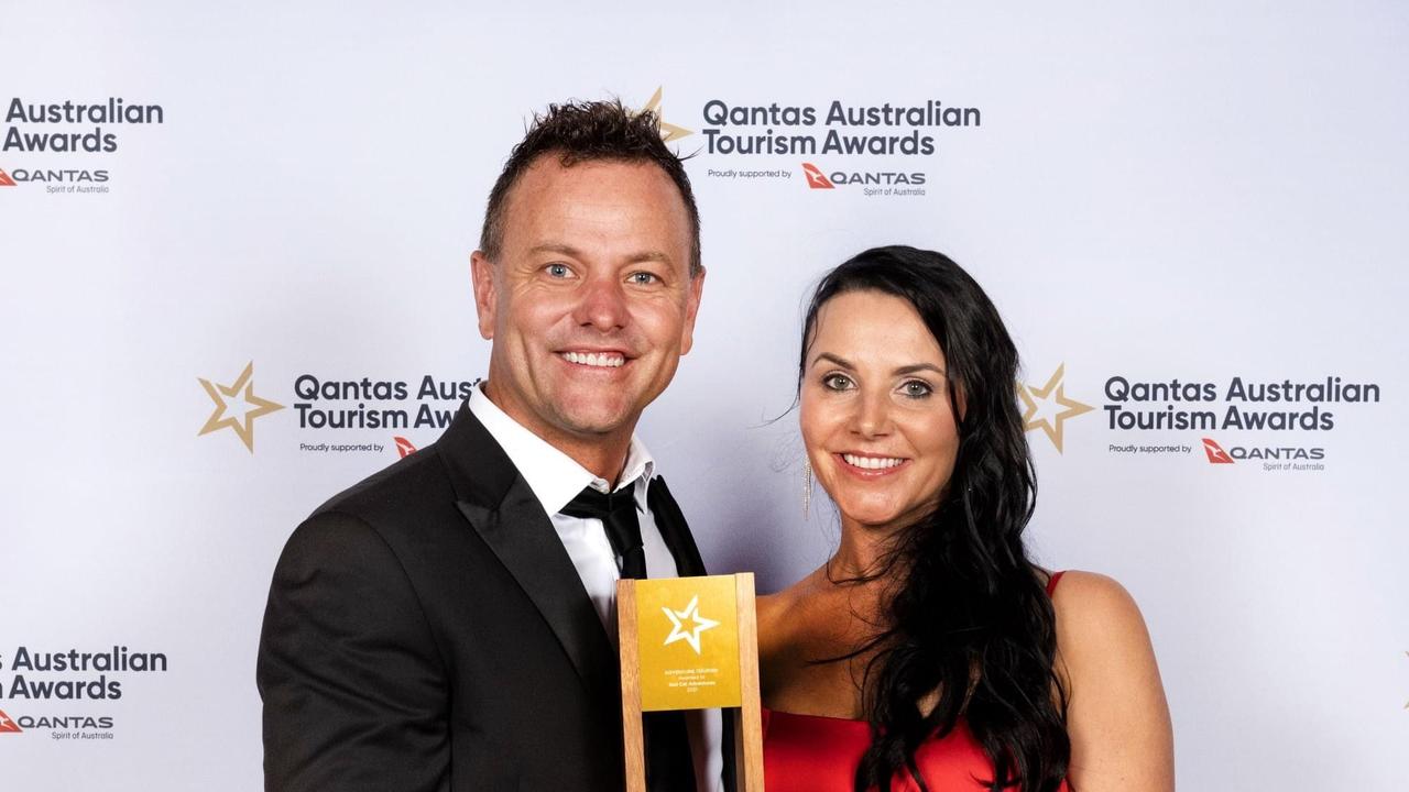 Asher and Julie Telford won gold for Red Cat Adventures at the Qantas Australian Tourism Awards. Picture: Contributed