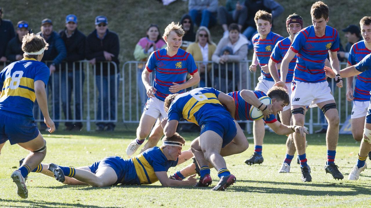 Heath Lindenmayer with the ball for Downlands.