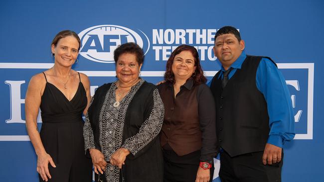 Tasha Medbury, Joan Peris, Katie Berto and Chris Berto at the 2023 AFLNT Hall of Fame. Picture: Pema Tamang Pakhrin