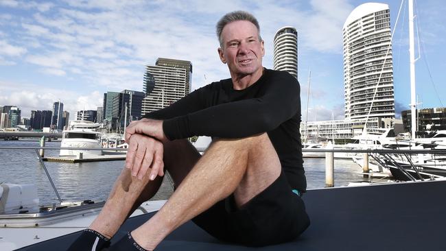 Interview with Sam Newman for the Sunday Herald Sun. Sam in one of his favourite places on his boat at Docklands.        Picture: David Caird