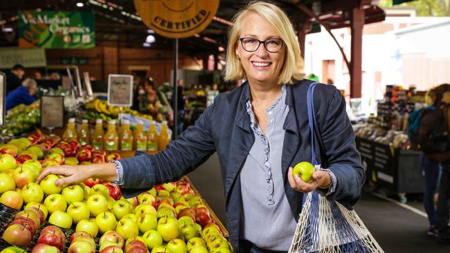 Sally Capp at the Queen Victoria Market, marking her first anniversary in the job. Picture: Nicole Cleary