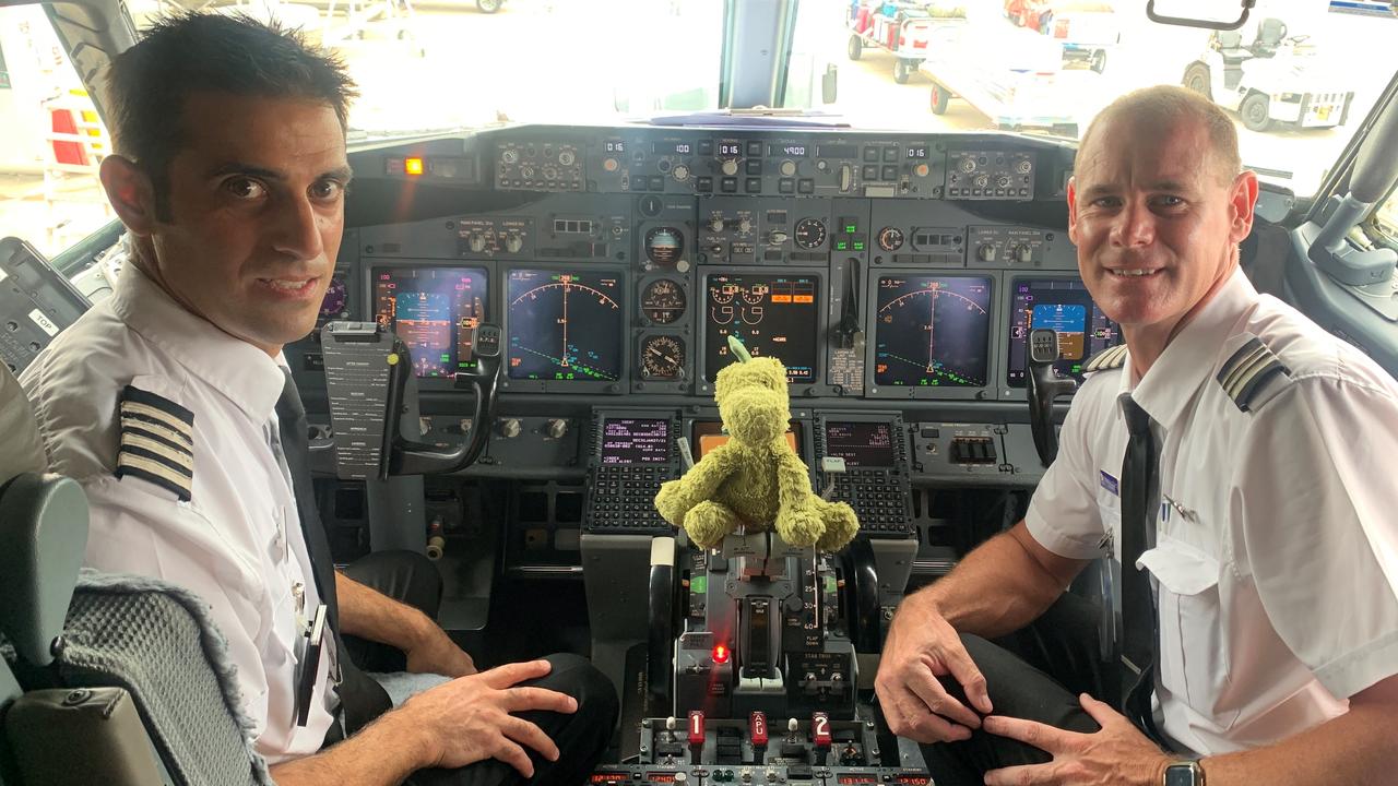 Virgin Australia booked Dino the best seat on the next aircraft to Townsville in the flight deck.