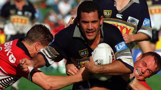 Noel Solomon tackled during Norths v North Queensland Cowboys Winfield Cup game at North Sydney Oval in Sydney in 1995.