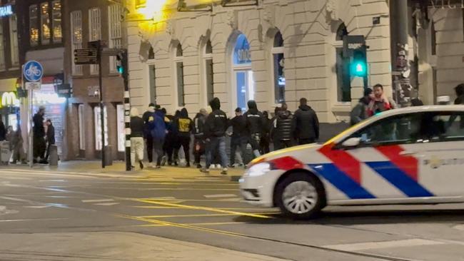 Israeli football supporters and Dutch youth clash in central Amsterdam. Picture: X/iAnnet