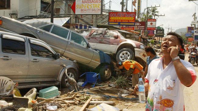 Patong Beach in Phuket, Thailand after 2004 Boxing Day tsunami. Picture: Suzanne Plunkett AP