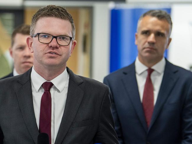 Chris Picton MP South Australian Minister for Health and Wellbeing  speaks to media during a tour and press conference at the New Emergency Department of Queen Elizabeth Hospital Wednesday ,June,5,2024.Picture Mark Brake