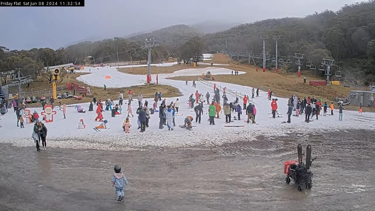 The only skiing at Thredbo is on Friday Flat. Picture: Thredbo snow cam