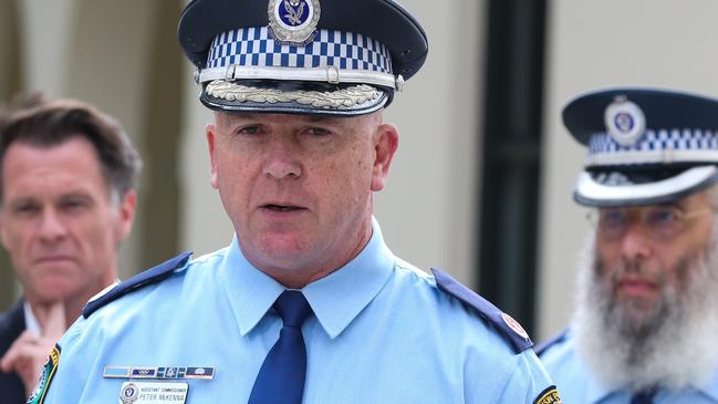 Assistant Police Commissioner Peter McKenna, addresses the media. Picture: NewsWire / Gaye Gerard