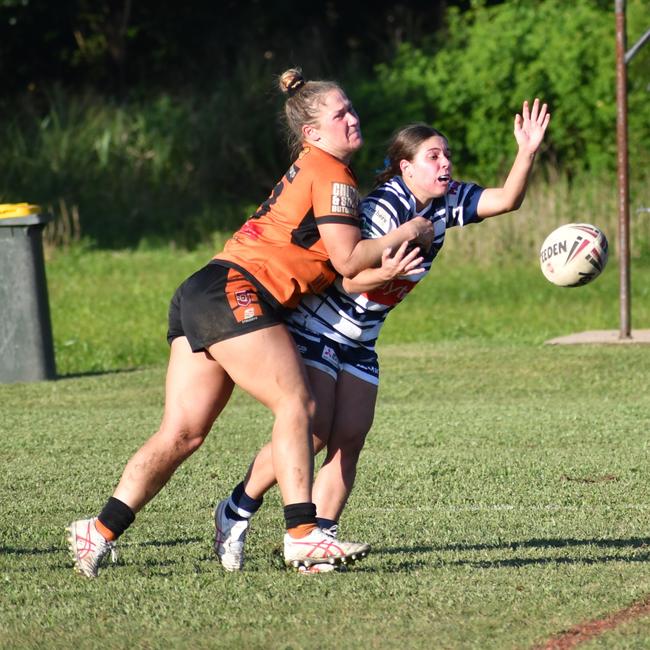 The Herbert River Crushers Women’s team drew 20-20 with Townsville Brothers in a hard-fought contest in Ingham on Saturday. Picture: Cameron Bates