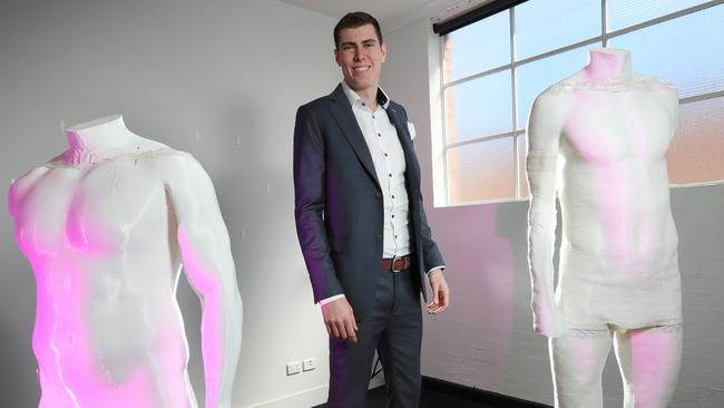 Mason Cox has tried first hand world-first 3D printing and scanning technology to have a suit custom tailored for his body. Picture: Alex Coppel.