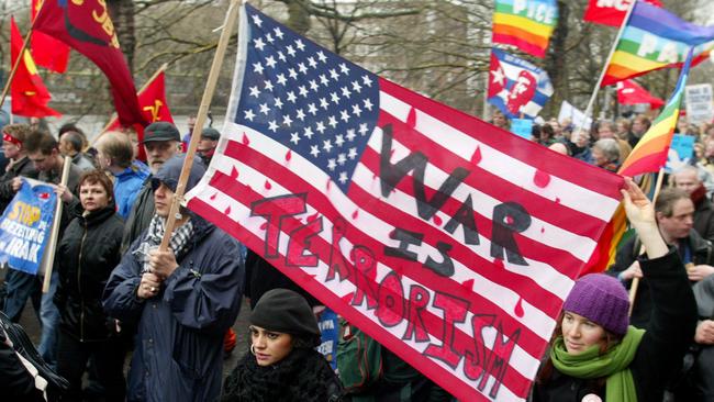 Protesters march through the centre of Amsterdam, in the Netherlands, Mar 20, 2004, in a demonstration to mark the first anniversary of the US-led invasion of Iraq. Picture: AP PicBas/Czerwinski