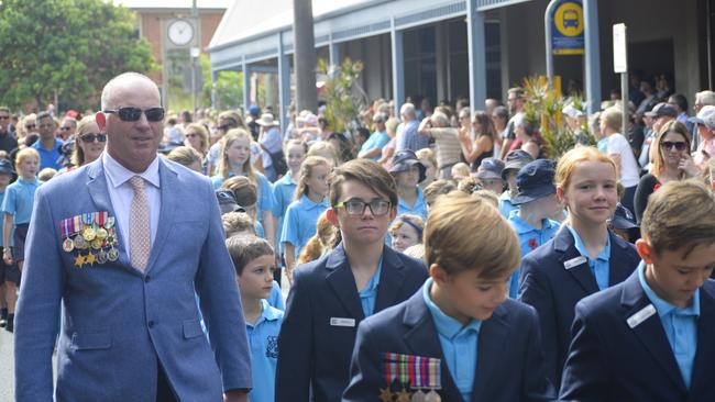 The streets of Sawtell will be lined with locals once again for Anzac Day 2021. Pictured here is the 2019 Service.