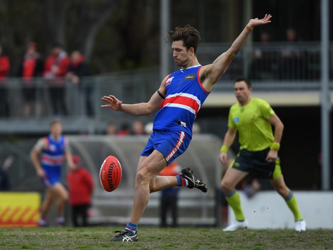 Frank Anderson in action during last year’s EFL finals series. Picture: James Ross/AAP