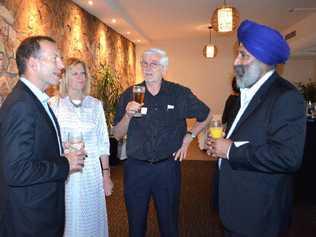 Cr John Arkan (right) chats to Federal Opposition leader Tony Abbott (left).