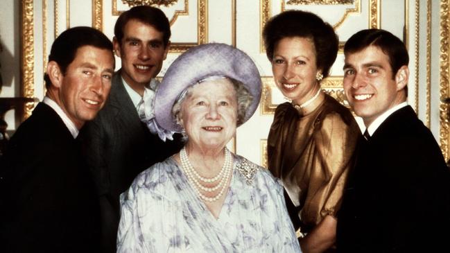 The Queen Mother with her grandchildren in 1985. Picture: AFP