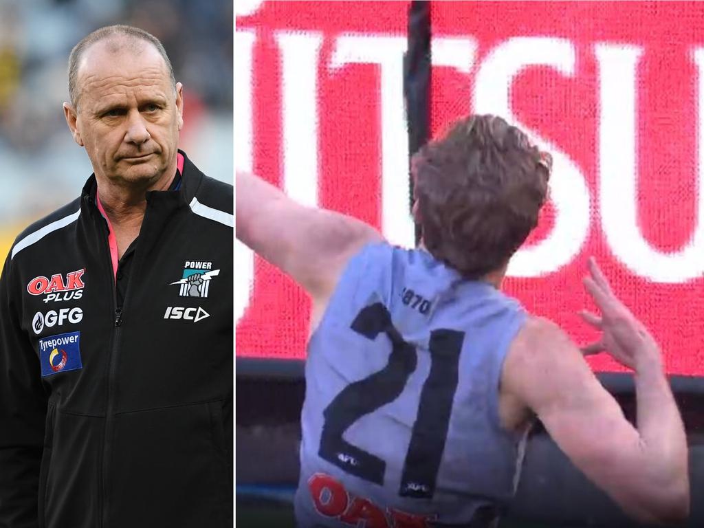 Ken Hinkley has has his say on Xavier Duursma's bow and arrow goal celebration.