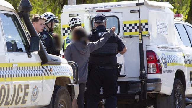 WARNING - KIDS MUST NOT BE ID'd - MUST PIXELATE .   Youth crime and social media glorification of crime on Meta. Port Augusta, police arrest an 11 year old boy outside Woolworths. 25th March 2024 Picture: Brett Hartwig