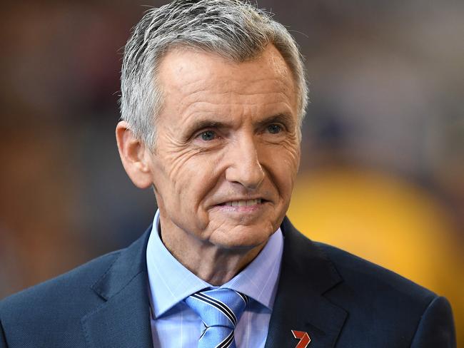 Television personality Bruce McAvaney is seen before the Round 1 AFL match between the Collingwood Magpies and Western Bulldogs at the MCG in Melbourne, Friday, March 24, 2017. (AAP Image/Julian Smith) NO ARCHIVING, EDITORIAL USE ONLY