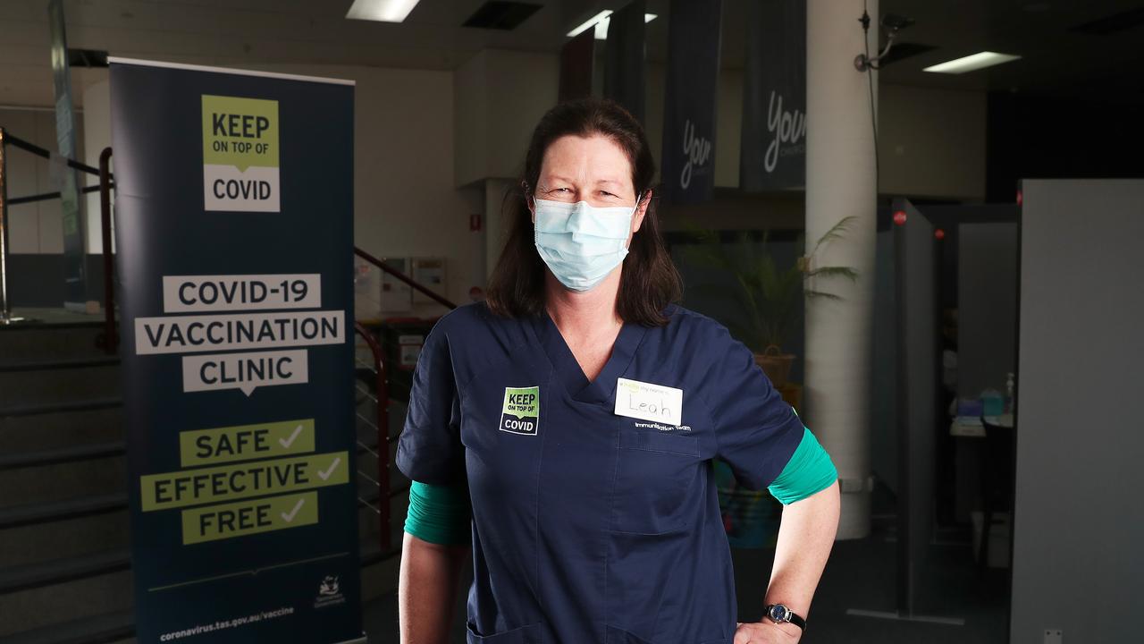 Leah Willis authorised nurse immuniser and team leader at the Moonah vaccination centre. Picture: Nikki Davis-Jones