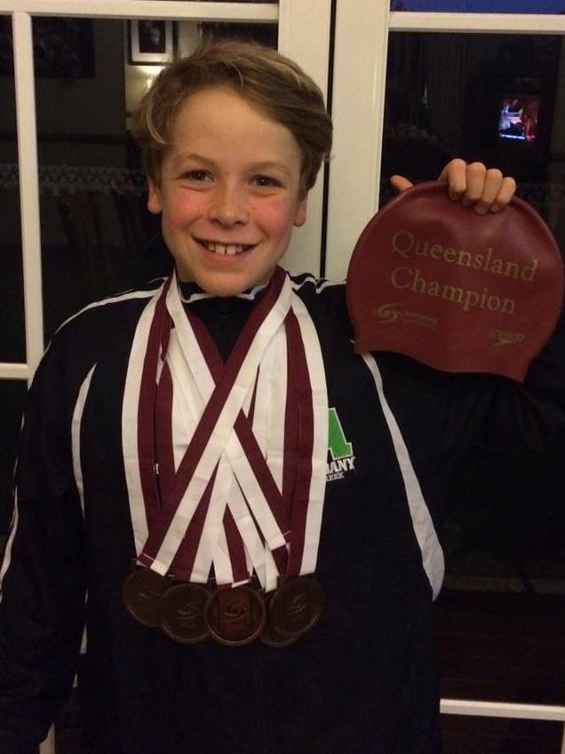 Aged 10, at the State Short Course Swimming Championships in Qld.