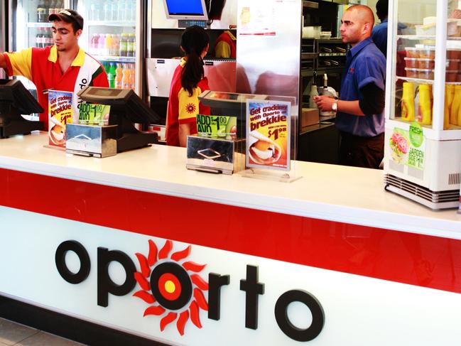 Oporto fast-food restaurant at Chapel Street South, Bankstown in Sydney, one of three take-away restaurants hit by armed robbers in area last night, with police investigation shows that two of which were carried out simultaneously.