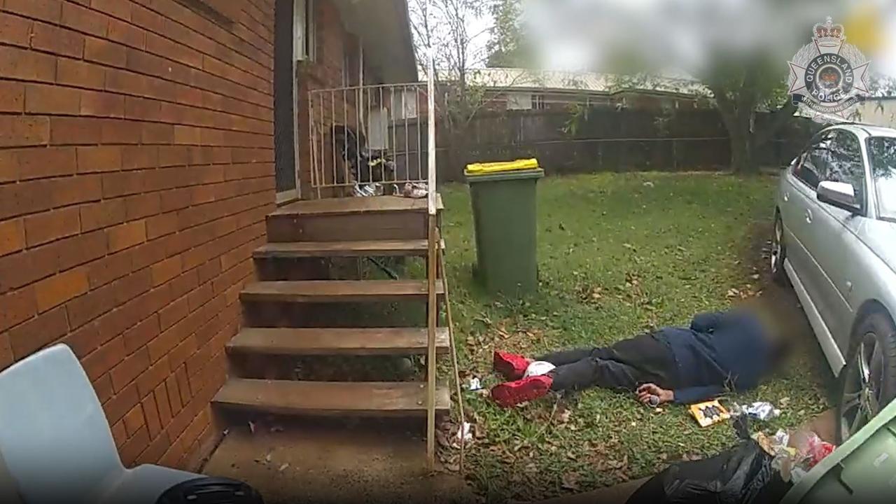 Hinch attempted to flee the Toowoomba address police stormed before being arrested in the backyard. Picture: QPS