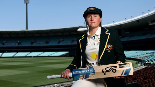 SYDNEY, AUSTRALIA - DECEMBER 09: Alyssa Healy poses during a portrait session ahead of her announcement as captain of the Australian women's cricket team across all three formats, at the Sydney Cricket Ground on December 09, 2023 in Sydney, Australia. (Photo by Brendon Thorne/Getty Images for Cricket Australia)