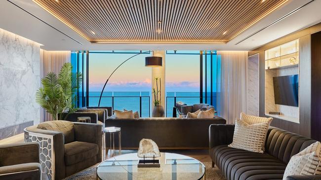 This five-bedroom, seven-bathroom penthouse at 7001/4-14 The Esplanade, Surfers Paradise, sold for a record $15.25m in May. Picture: Harcourts Coastal.