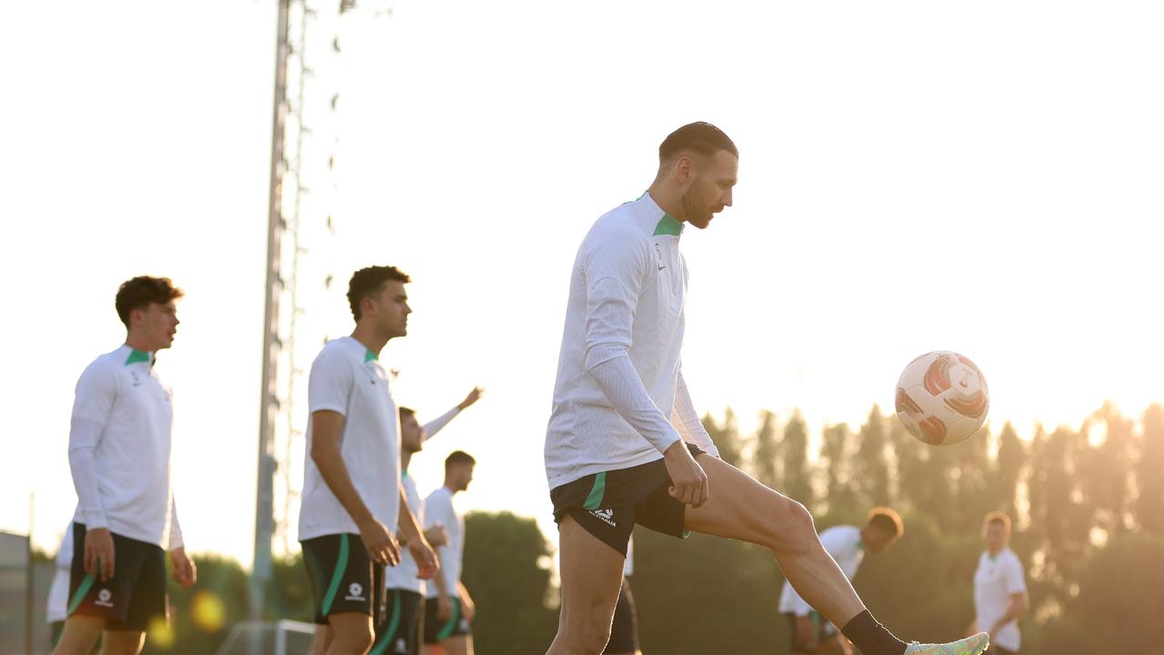 Socceroos star Martin Boyle controls the ball during a training session in Qatar. Picture: Robert Cianflone/Getty Images