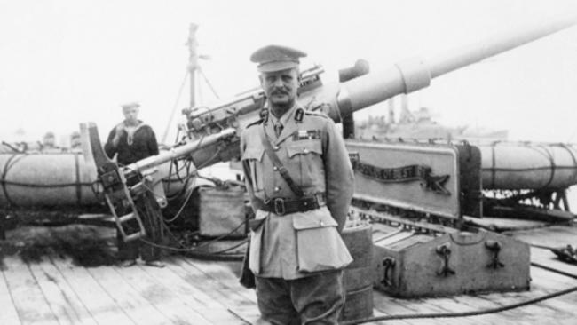 Dardanelles campaign ...  Lieutenant-General Sir William Riddell Birdwood, Commander of the Anzac Army Corps, on the deck of HMS Cornwallis.