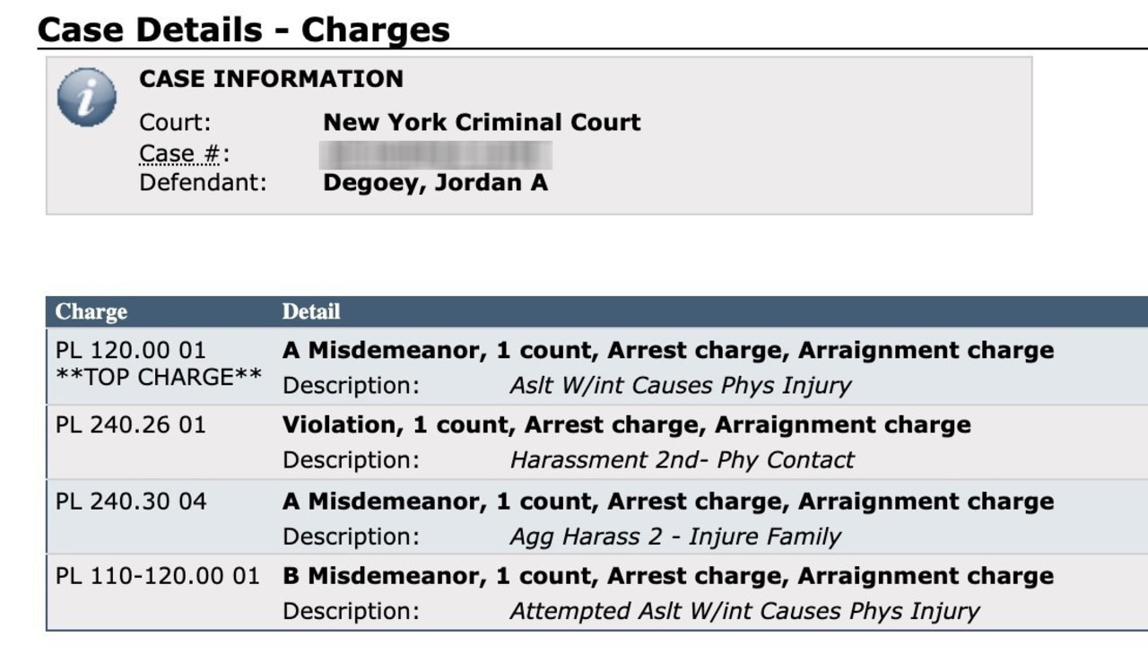 Jordan De Goey / Luke Dyson electronic charge sheets. Picture: News Network